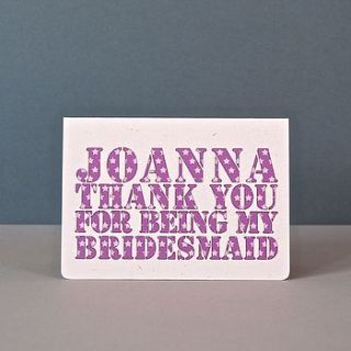 personalised bridesmaid/best man card by ruby wren designs