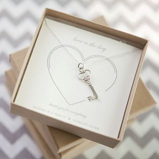 'love is the key' sterling silver necklace by wedding in a teacup