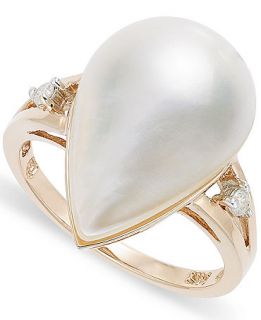 14k Rose Gold Mabe Pearl (12mm) and Diamond Accent Ring   Rings   Jewelry & Watches