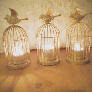 gold birdcage lantern tea light holder by made with love designs ltd