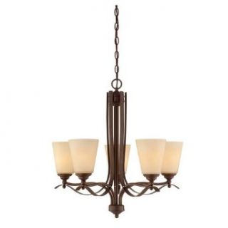 Savoy House 1P 2176 5 129 Chandelier with Amber Glass Shades, Espresso Finish    