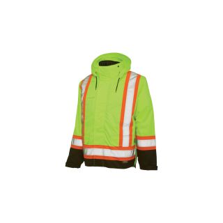 Work King 5-in-1 High-Visibility Jacket — Green, XL, Model# S42611  Safety Jackets