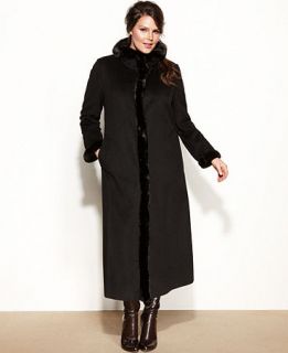 Ellen Tracy Plus Size Faux Fur Trim Wool Blend Maxi Coat   Coats   Women