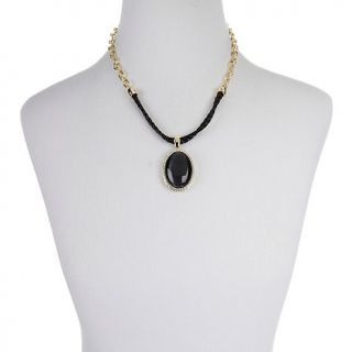 Roberto by RFM "Donna" Black Stone and Pavé Crystal Cord and Chain 18 1/
