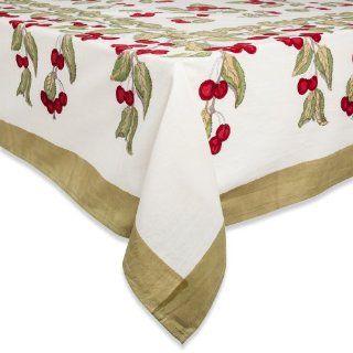 Couleur Nature Cherry Red/Green Tablecloth, 71x128  