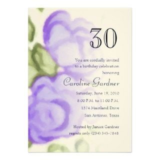 Any Number Birthday Invitation Purple Roses