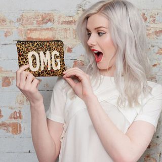 omg leopard print pouch by alphabet bags