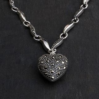 sterling silver and marcasite heart necklace by bloom boutique