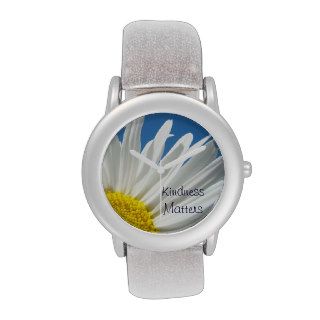 Kindness Matters Watches White Daisy Flower Blue
