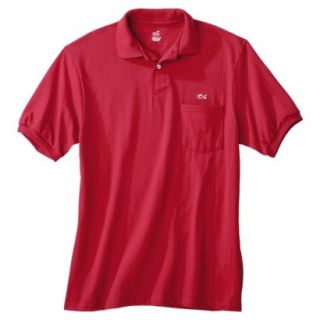 Mens Hanes Jersey Knit Sport Red Polo with Pocket