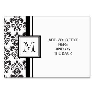 Black Damask Pattern 2 with Your Monogram Business Card Template