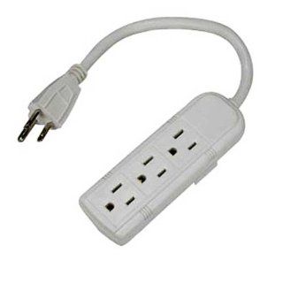 0.66ft 3 Outlet Power Strip, 125VAC 13Amp   Power Strips And Multi Outlets  