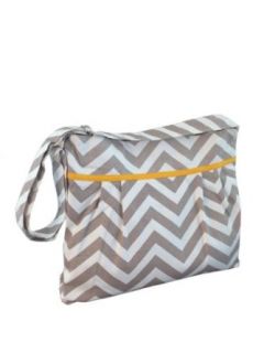 Grey and White with Yellow Trim Chevron Zig Zag Handbag Clothing