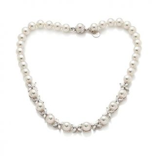 Majorica 10 11mm Manmade Organic Pearl and "Butterfly" CZ 18 1/4" Necklace