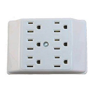 Cooper Wiring Devices 1146W SP 15 Amp 125 Volts Six Outlet Tap Duplex Receptacle, White   Power Strips And Multi Outlets  