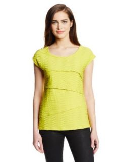 NY Collection Women's Extended Shoulder Criss Cross Tier Top