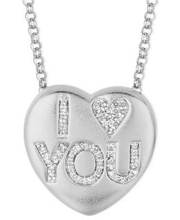 Sweethearts Diamond Necklace, Sterling Silver Diamond I Love You Heart Pendant (1/8 ct. t.w.)   Necklaces   Jewelry & Watches