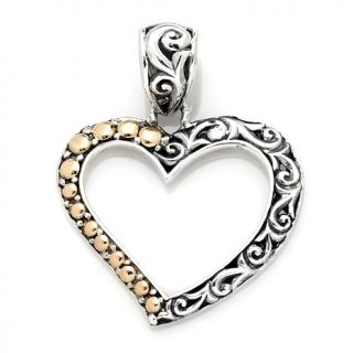 Bali Designs by Robert Manse Sterling Silver Open Heart Pendant with 18K Gold A