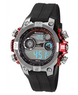 Armitron Watch, Mens Digital Black Polyurethane Strap 43mm 40 8251RED   Watches   Jewelry & Watches
