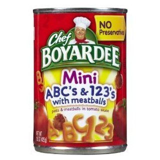 Chef Boyardee ABC's & 123's Pasta with Meatballs in Tomato Sauce 15oz (Pack of 12)  Gourmet Sauces  Grocery & Gourmet Food