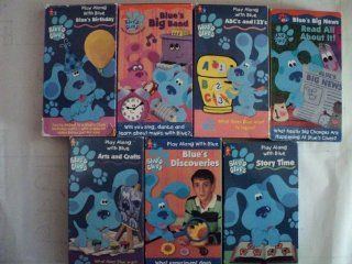 Blues Clues Pack of 7 VHS Tapes Play Along with Blue Birthday, Blue's Big Band, Abc's and 123's, Blue's Big News   Read All About It, Art's and Crafts, Blue's Discoveries, Story Time  Toy Story (1995), Recess   School's Out Sa