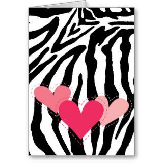 Black and White Zebra Print Hearts Card