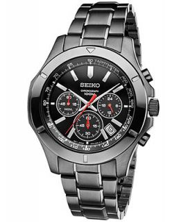 Seiko Watch, Mens Chronograph Black Ion Finished Stainless Steel Bracelet 44mm SSB119   Watches   Jewelry & Watches