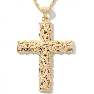Technibond® Byzantine Cross Pendant with 18" Cable Link Chain