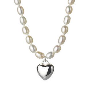 children's silver heart on pearls necklace by molly brown london ltd