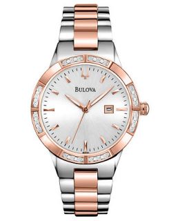 Bulova Womens Diamond Accent Two Tone Stainless Steel Bracelet Watch 32mm 98R169   Watches   Jewelry & Watches