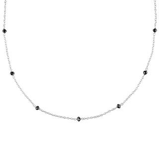Miadora Sterling Silver 1ct TDW Black Diamond Station Necklace Miadora Diamond Necklaces