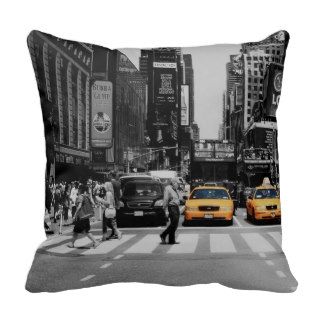black & white new york cushion taxi cab yellow throw pillow