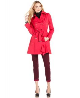 GUESS Coat, Belted Ruffle Front Trench   Coats   Women