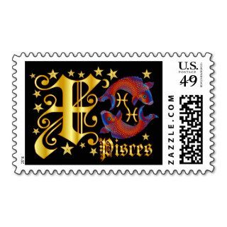 Zodiac Pisces Font Design 2 X Postage Stamp