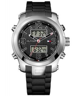 Tommy Hilfiger Watch, Mens Analog Digital Black Silicone Strap 46mm 1790945   Watches   Jewelry & Watches