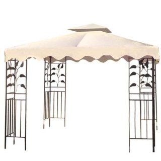 Sturdy 10' Foot/ 121" Inch Square Ivory Poly vinyl Garden Canopy Gazebo Replacement Top Two tier Waterproof for Outdoor Patio UV Protection Sun Shade Tent Shelter  Patio, Lawn & Garden