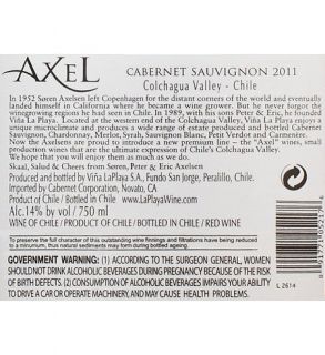 2012 Axel Chile Cabernet Sauvignon 750 mL Wine