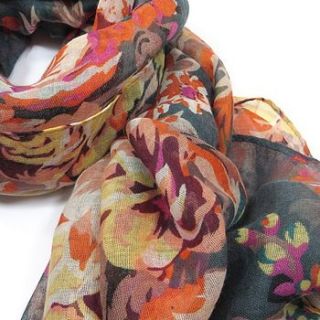 soft touch vintage flower print scarf by molly & pearl