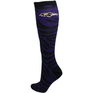 NFL Baltimore Ravens Ladies Zebra Print Tube Sock   Black/Purple  Sports Fan Socks  Sports & Outdoors