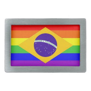 brazil country gay proud rainbow flag belt buckles