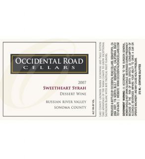 2007 Occidental Road Cellars Sweetheart Syrah Dessert Wine Russian River Valley 375 mL Wine
