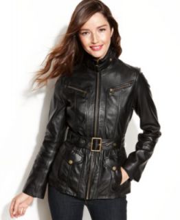Marc New York Funnel Neck Leather Jacket   Coats   Women