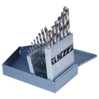 Cleveland C72199 CLE MAX 15 Piece High Speed Steel General Purpose Jobber Length Drill Bit Set, Uncoated (Bright) Finish, Round Shank, Spiral Flute, 118 Degrees Conventional Point, 1/16" to 1/2" Size