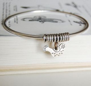 silver bird charm bangle by shere design