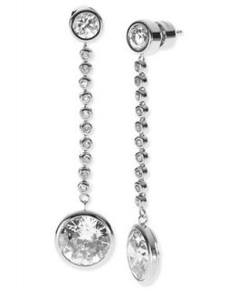 Michael Kors Silver Tone Clear Glass Crystal Drop Earrings   Fashion Jewelry   Jewelry & Watches