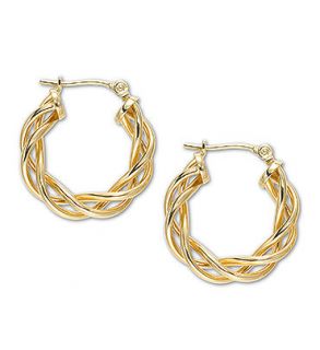 18k Gold Weave Hoop   Earrings   Jewelry & Watches