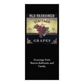 Old Fashion Vintage Grapes, Purple and Black Wine Rack Card Template