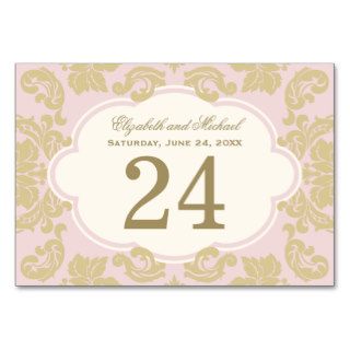 Pink, Ivory, Gold  Wedding Table Number Card Table Cards