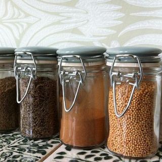 set of three glass and ceramic spice jars by the forest & co