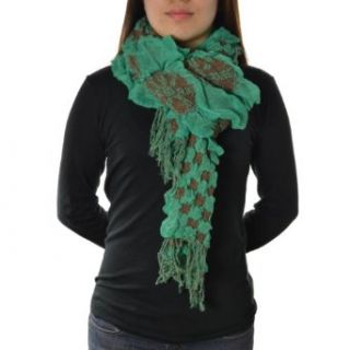 Cozzy Land Gauze Plaid Scarf Emerald  12 inches wide x 60 inches long